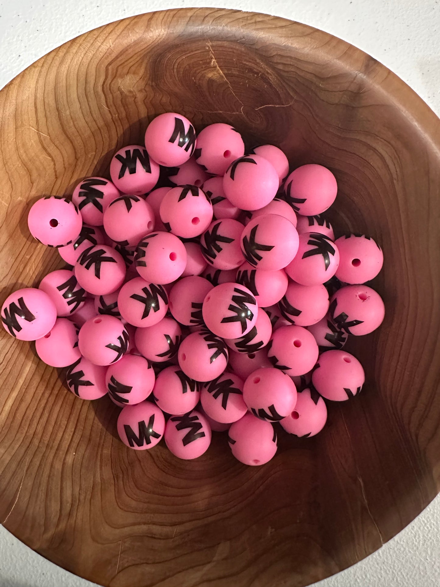#274 PATTERN SILICONE BEADS 15MM - MK DARK PINK