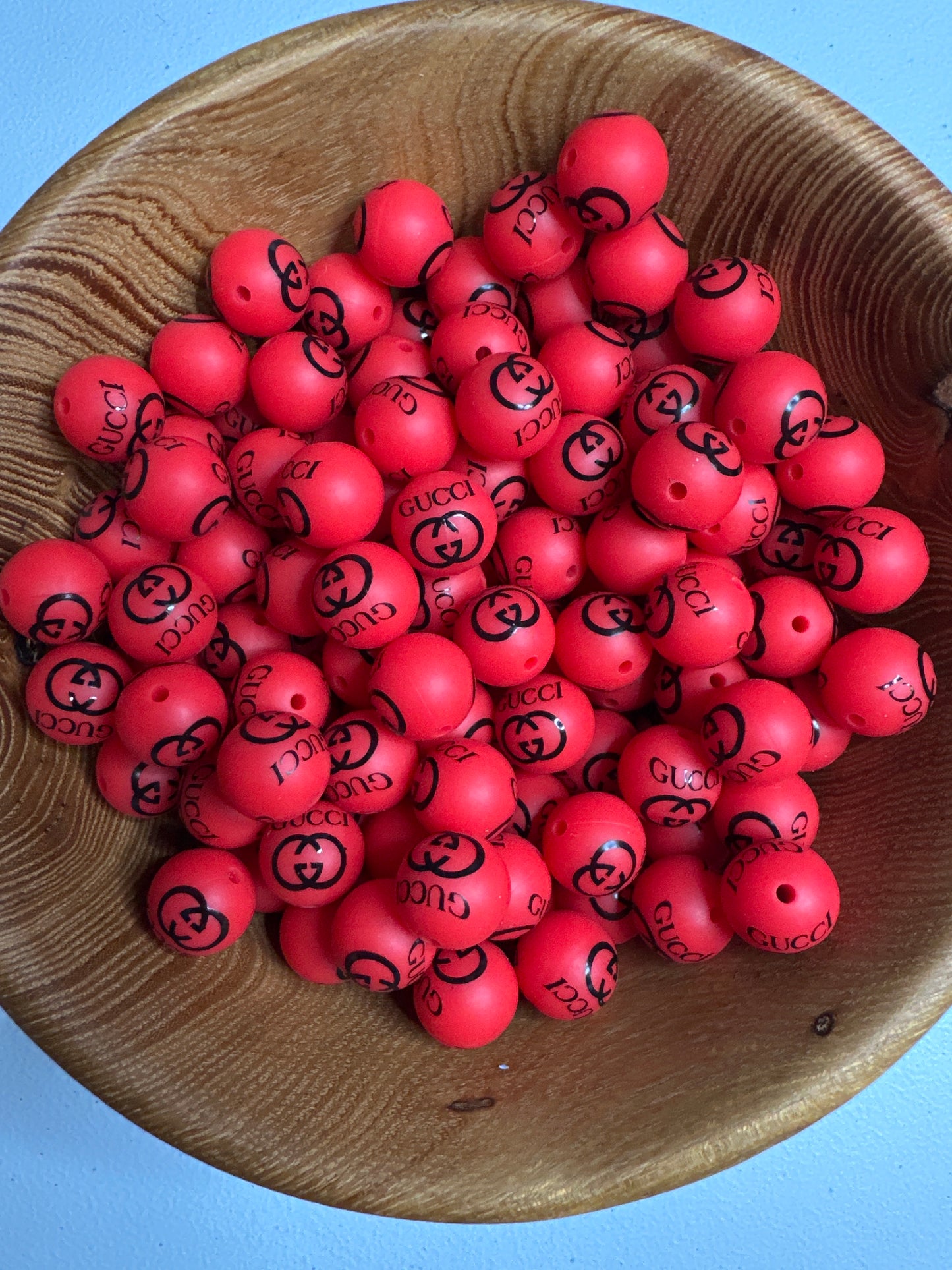 #266 Pattern Silicone Bead 15MM -GG RED