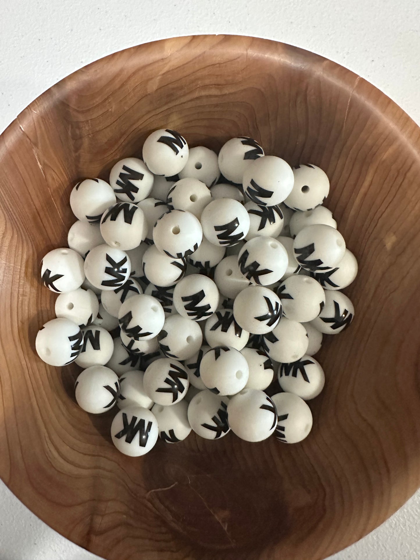 #276 PATTERN SILICONE BEADS 15MM - MK WHITE