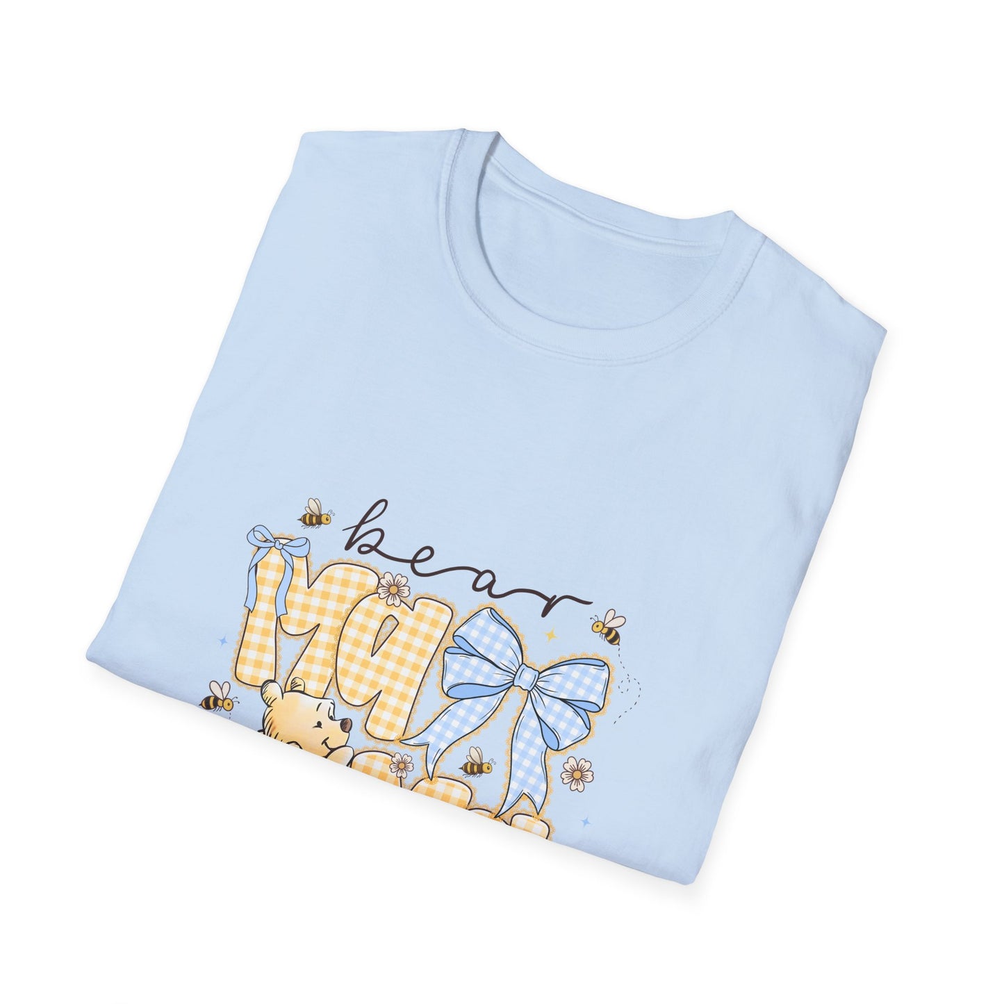 Mama Bear T-Shirt — Cute Gingham Bear Graphic with Blue Bow (Mother’s Day Gift)