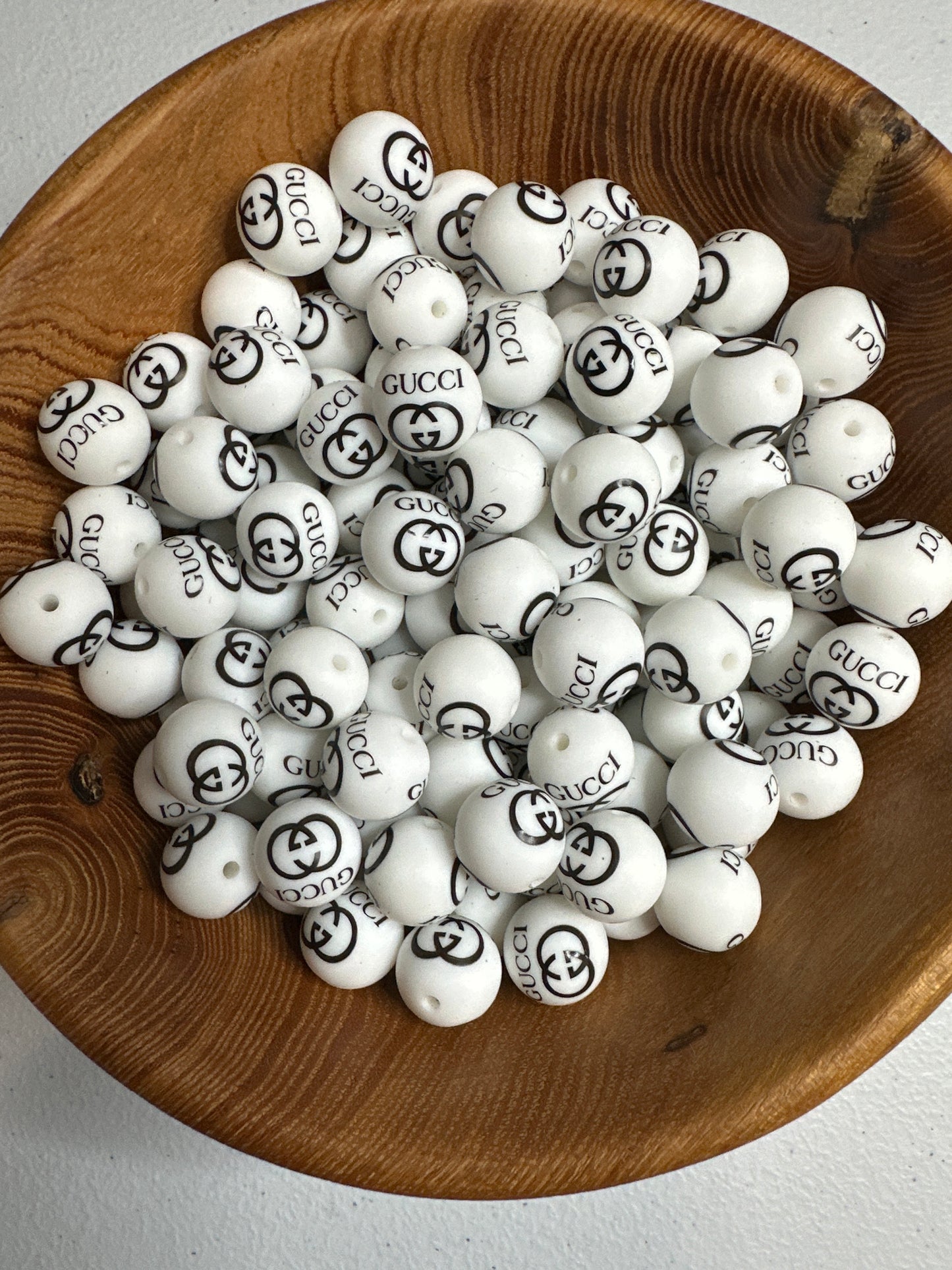 #268 Pattern Silicone Bead 15MM -GG WHITE