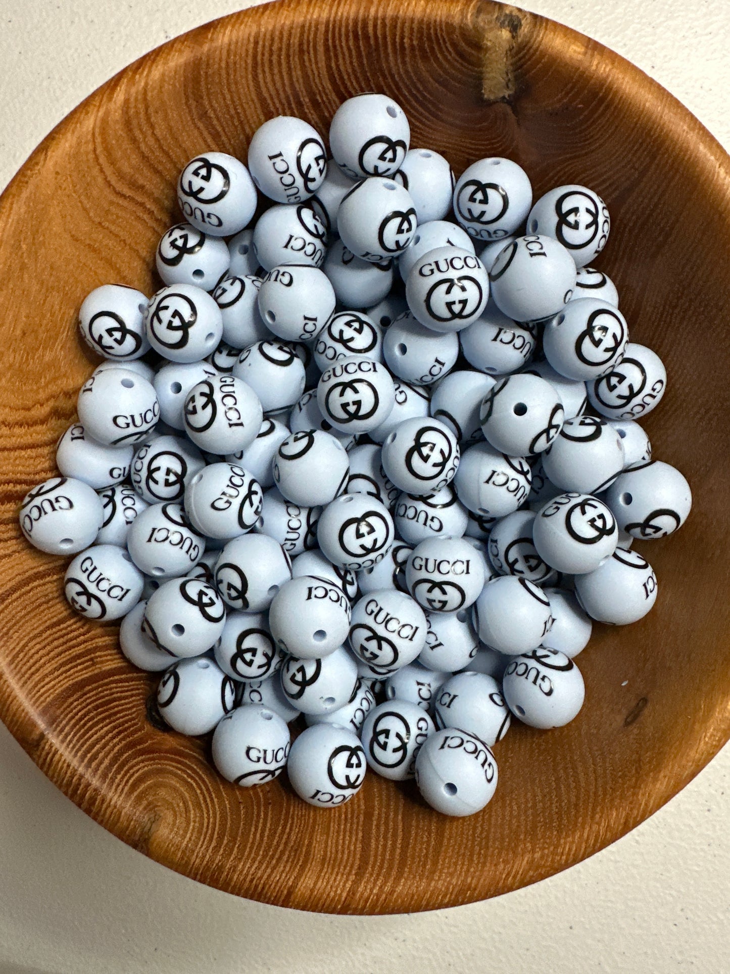 #265 Pattern Silicone Bead 15MM -GG LIGHT BLUE