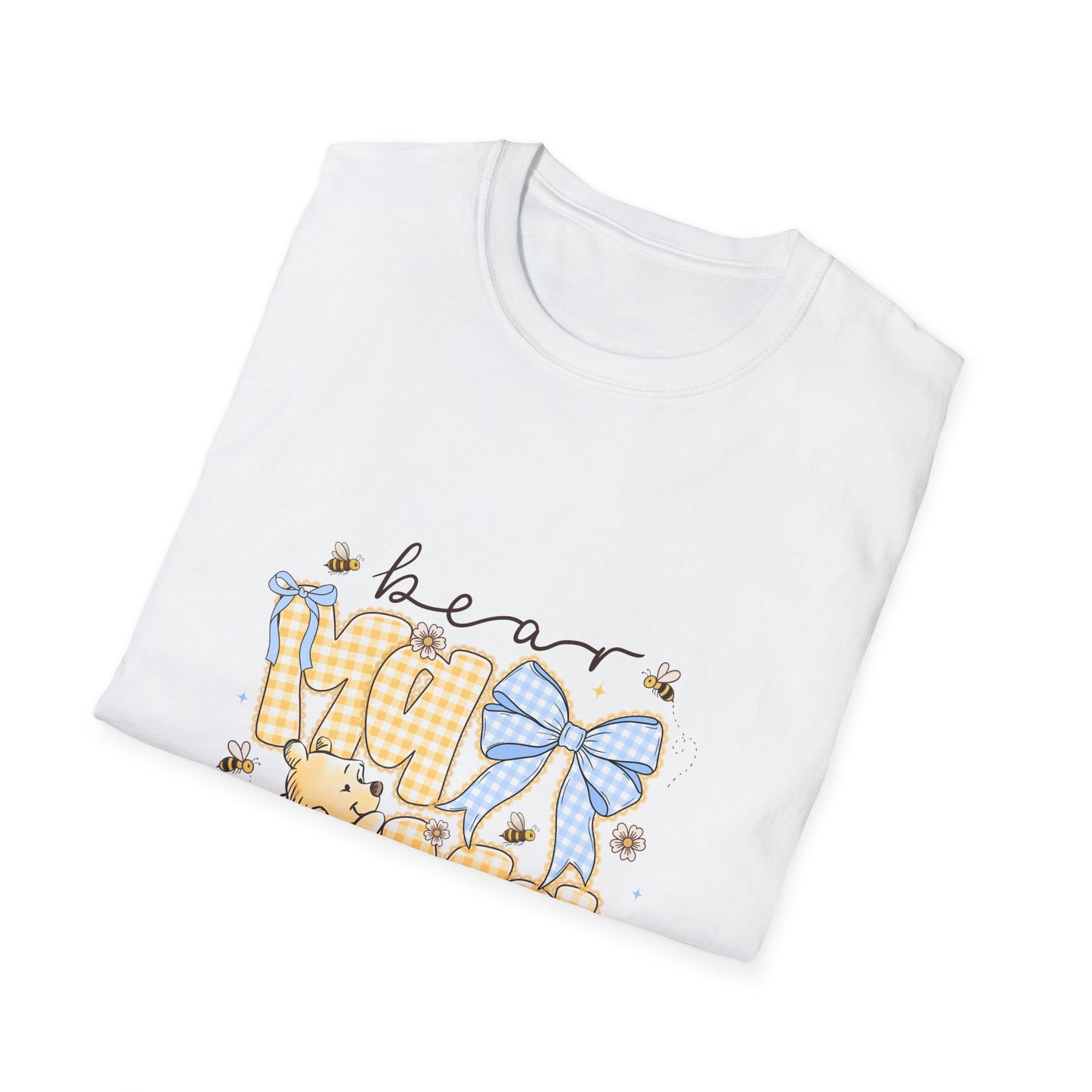 Mama Bear T-Shirt — Cute Gingham Bear Graphic with Blue Bow (Mother’s Day Gift)