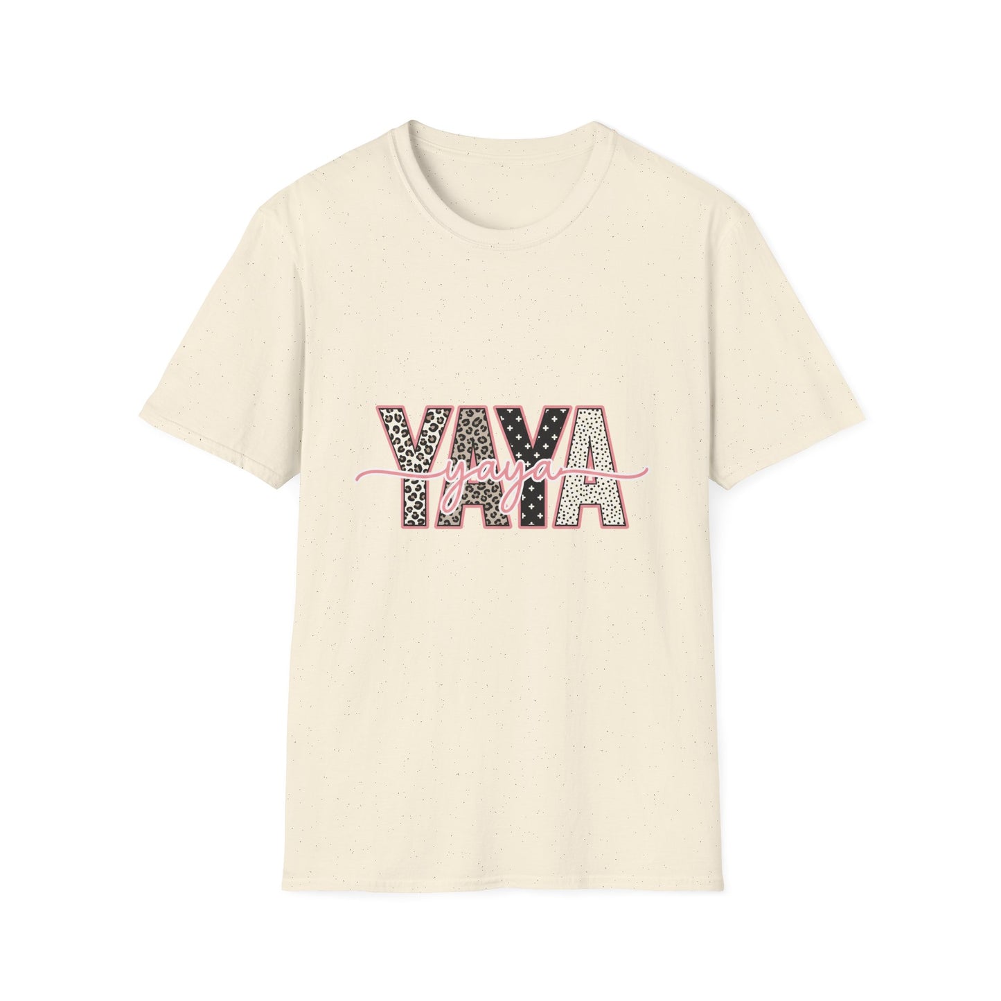 Yaya Yaya Leopard-Print T-Shirt — Retro Script Graphic Tee for Trendy Casualwear