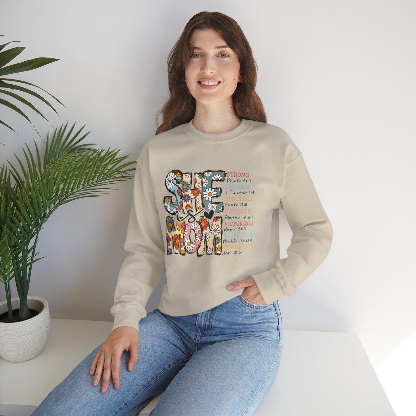 Stay Strong Mom Floral Crewneck Sweatshirt — Inspirational Mother’s Day Gift