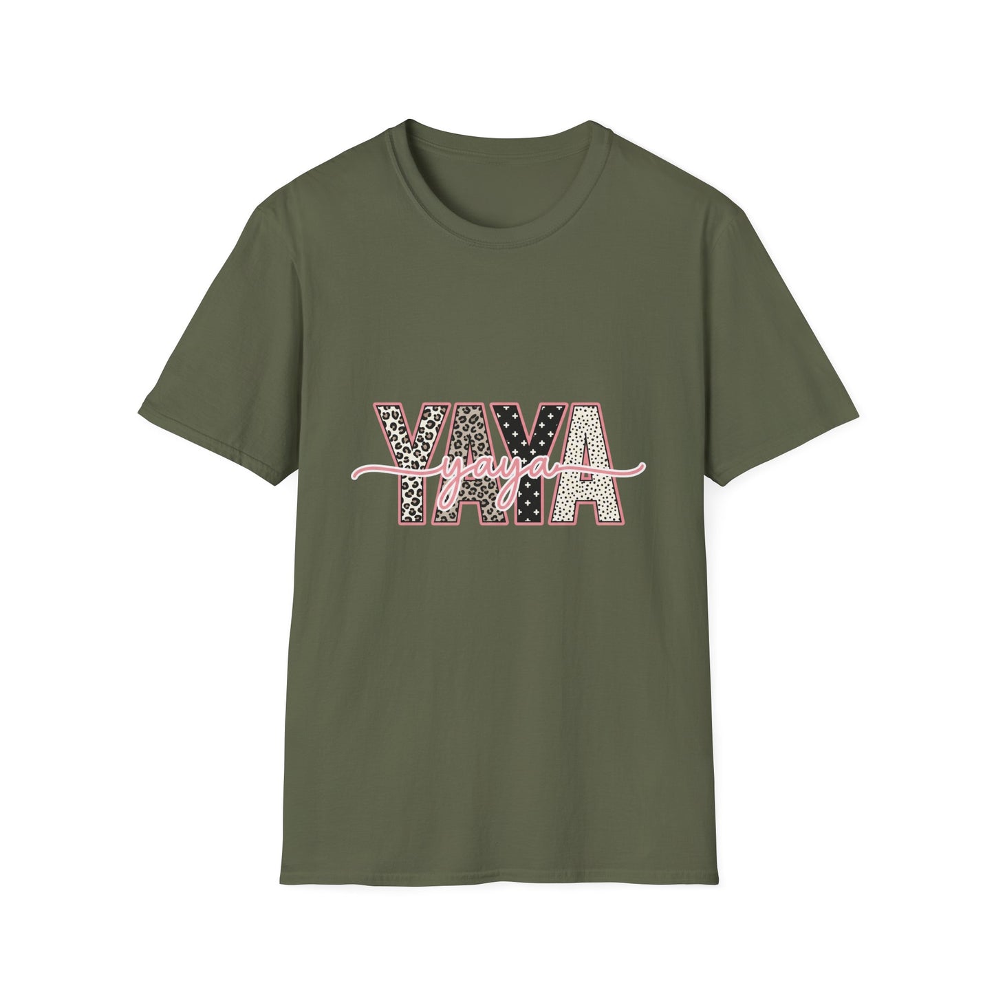 Yaya Yaya Leopard-Print T-Shirt — Retro Script Graphic Tee for Trendy Casualwear