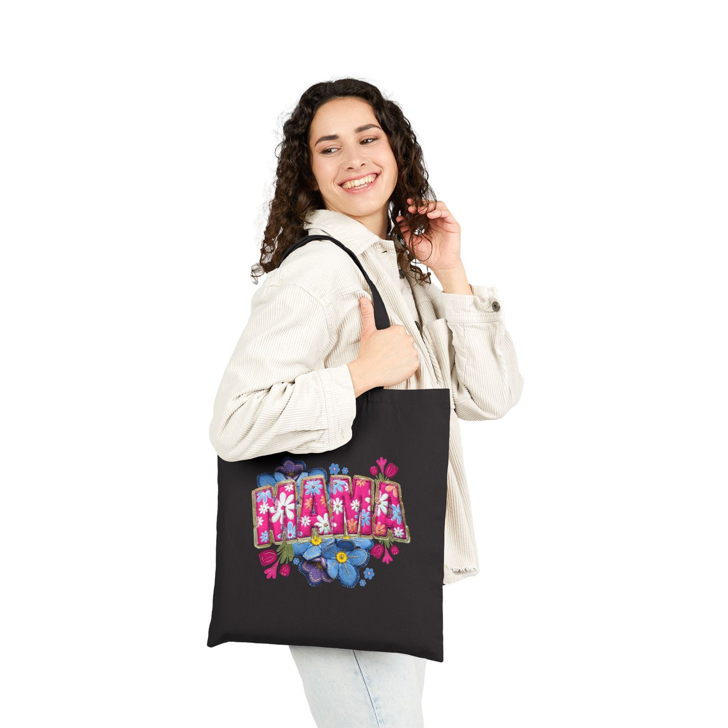 Tote Bag — Floral 'Mama' Canvas Grocery & Gift Tote