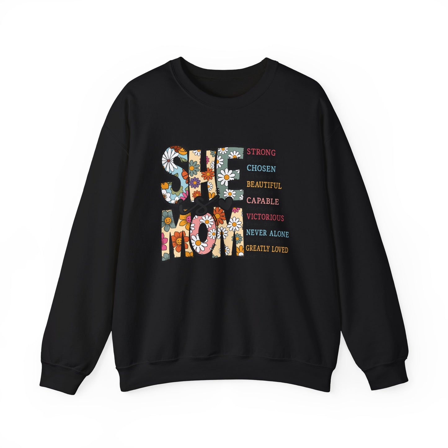 Stay Strong Mom Floral Crewneck Sweatshirt — Inspirational Mother’s Day Gift