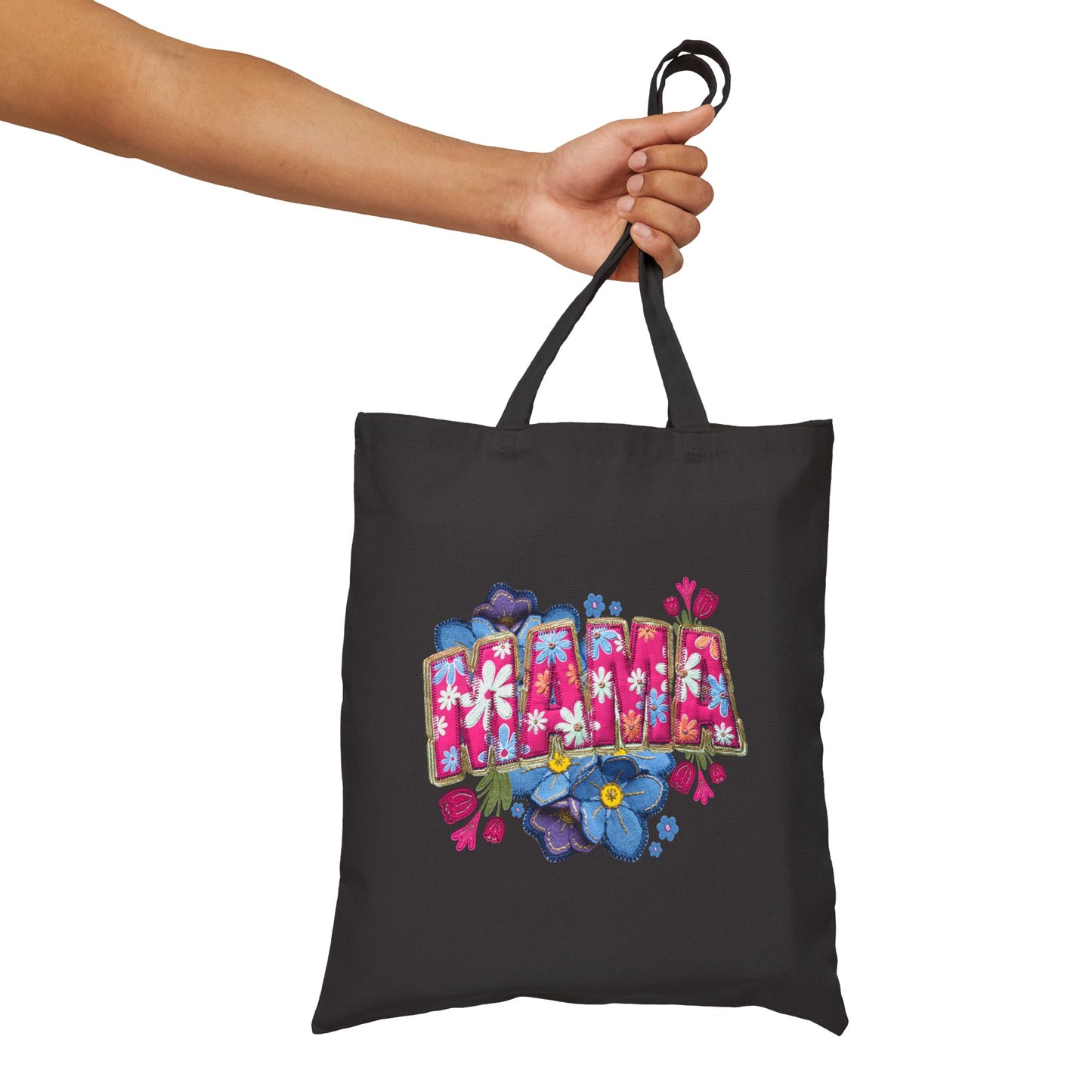 Tote Bag — Floral 'Mama' Canvas Grocery & Gift Tote