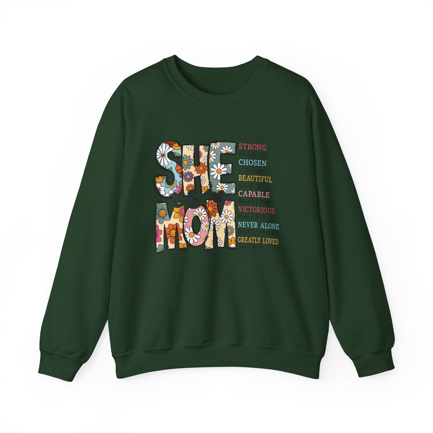 Stay Strong Mom Floral Crewneck Sweatshirt — Inspirational Mother’s Day Gift