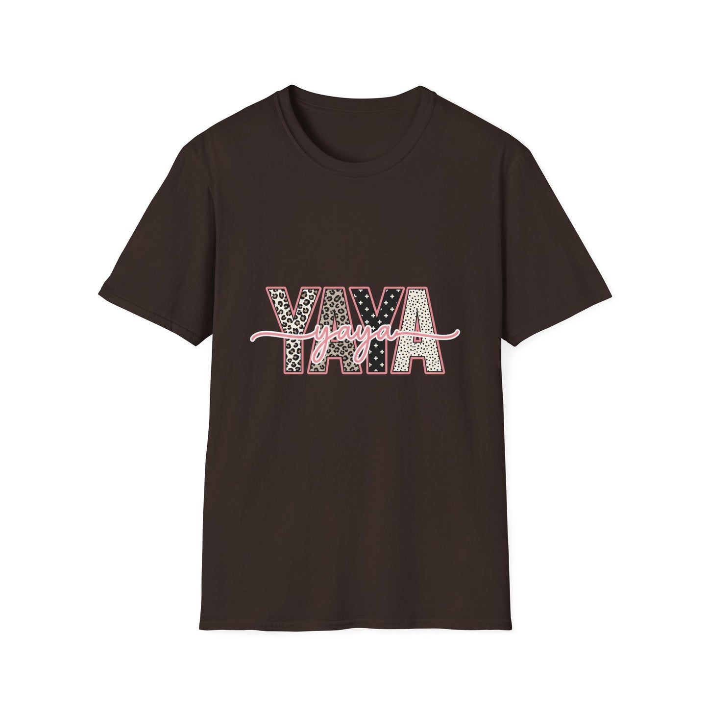 Yaya Yaya Leopard-Print T-Shirt — Retro Script Graphic Tee for Trendy Casualwear