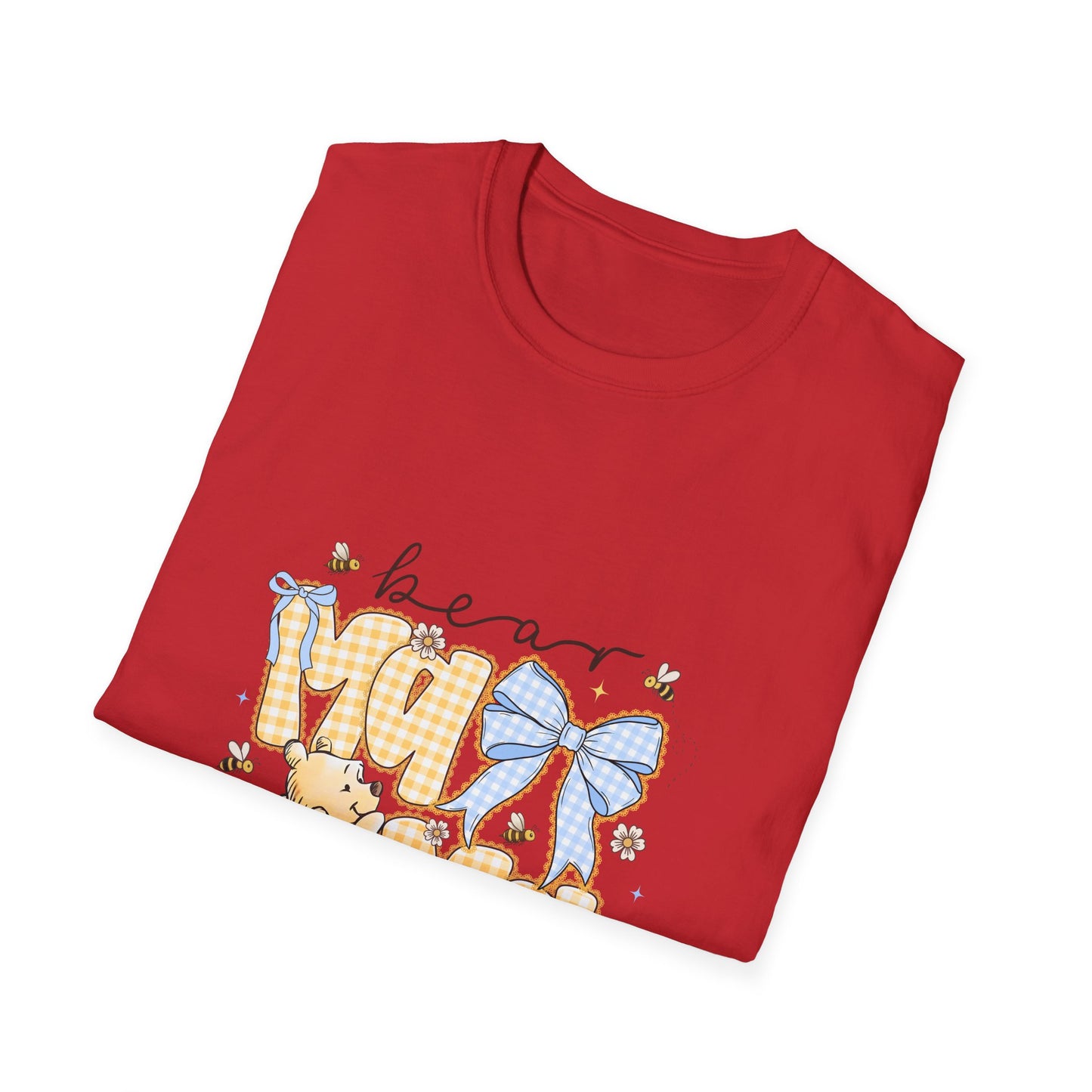 Mama Bear T-Shirt — Cute Gingham Bear Graphic with Blue Bow (Mother’s Day Gift)