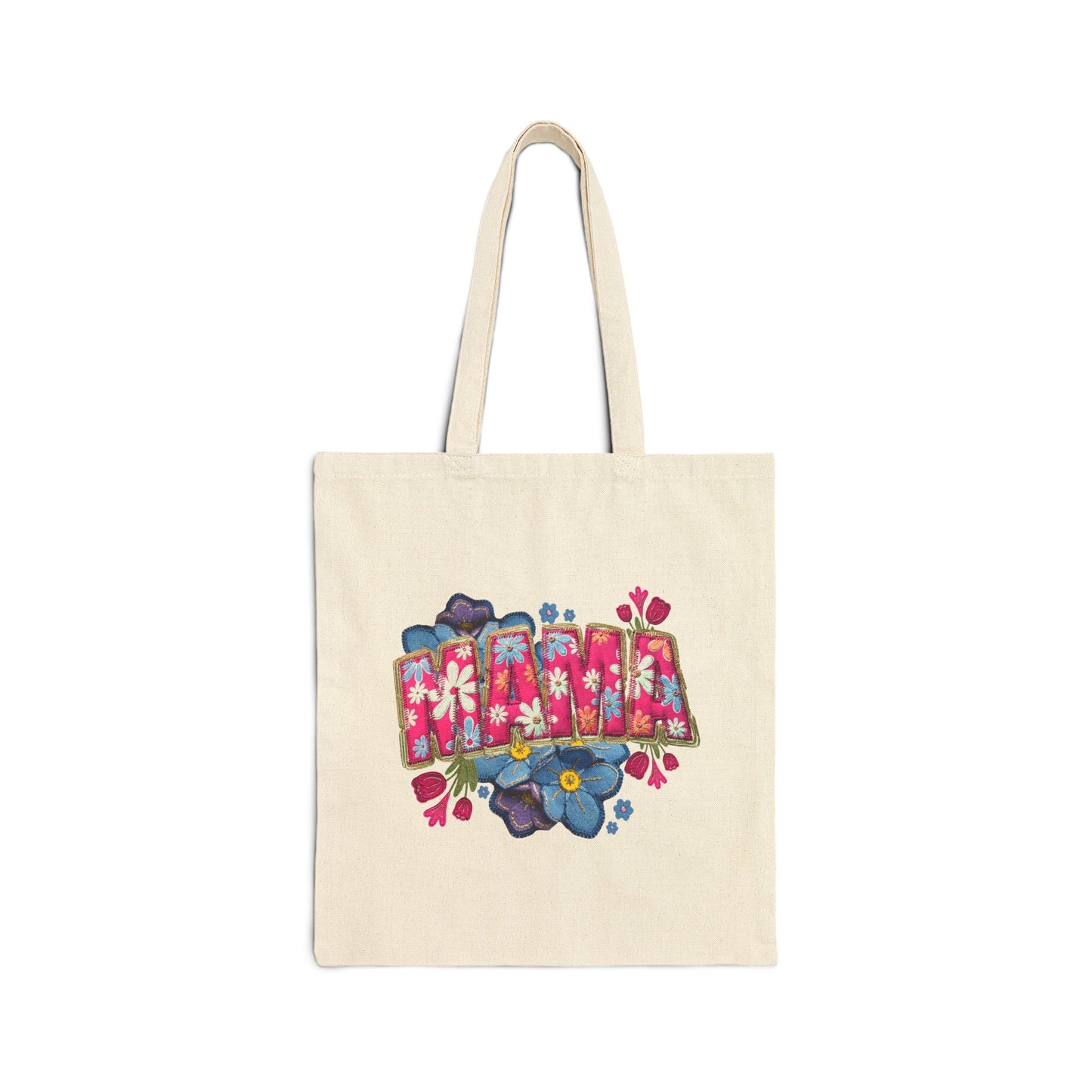 Tote Bag — Floral 'Mama' Canvas Grocery & Gift Tote
