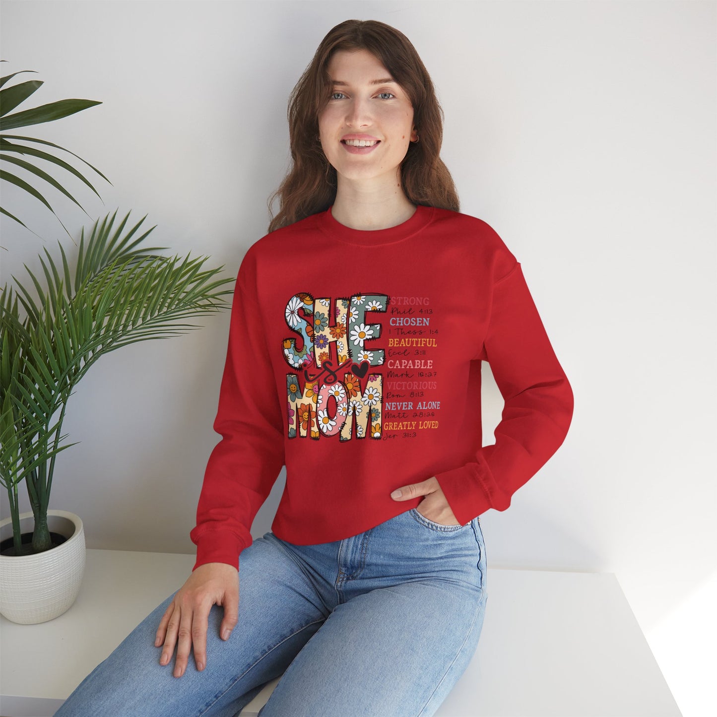 Stay Strong Mom Floral Crewneck Sweatshirt — Inspirational Mother’s Day Gift