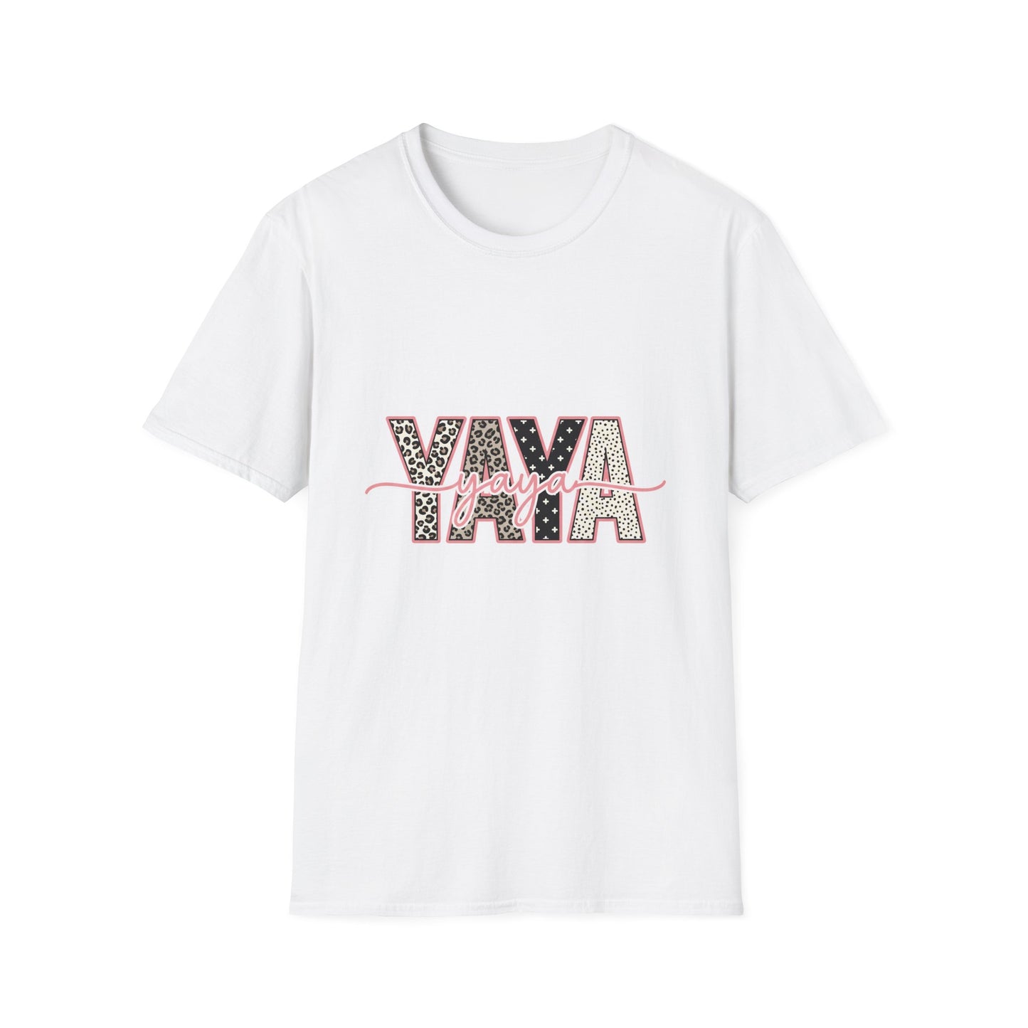 Yaya Yaya Leopard-Print T-Shirt — Retro Script Graphic Tee for Trendy Casualwear