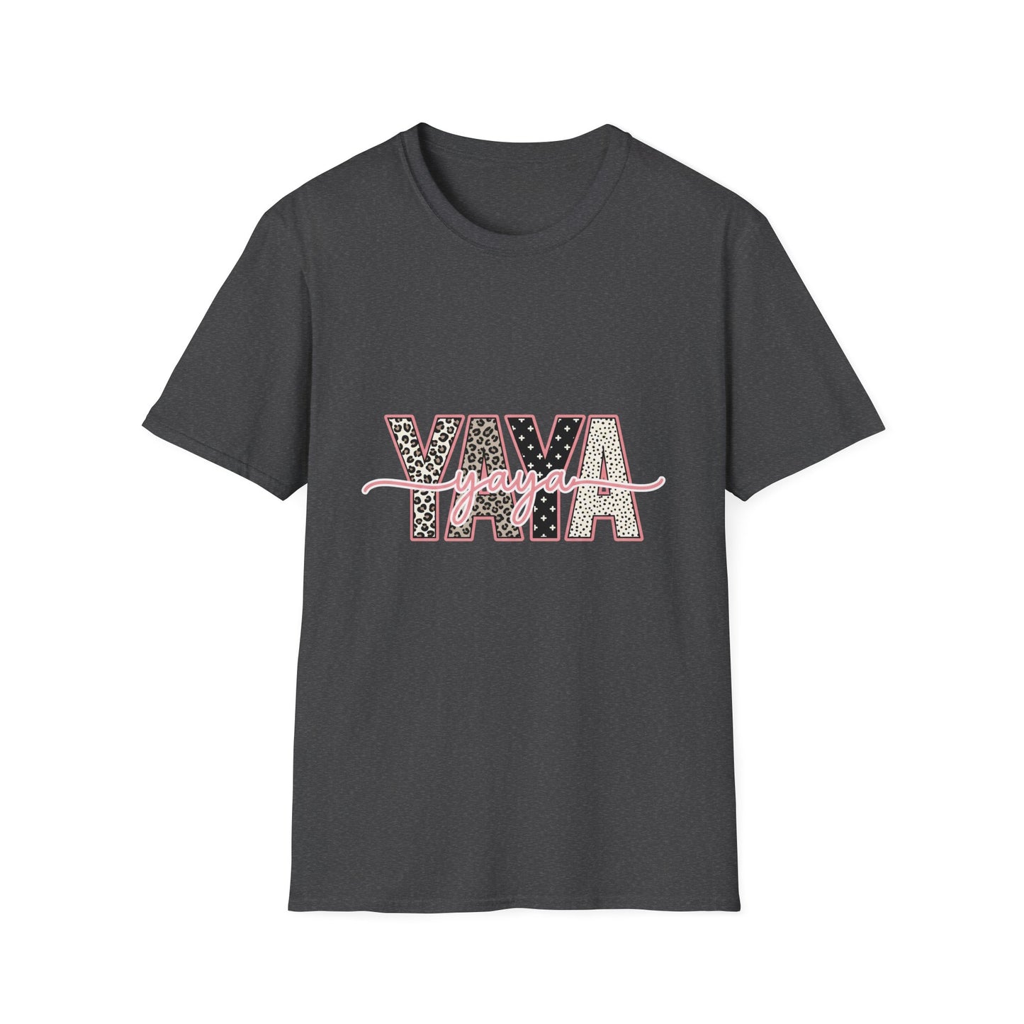 Yaya Yaya Leopard-Print T-Shirt — Retro Script Graphic Tee for Trendy Casualwear