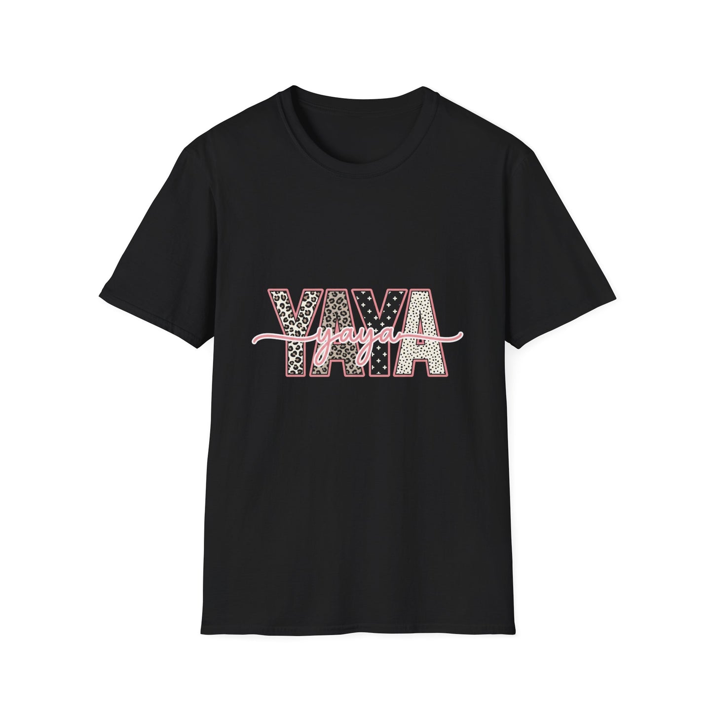 Yaya Yaya Leopard-Print T-Shirt — Retro Script Graphic Tee for Trendy Casualwear