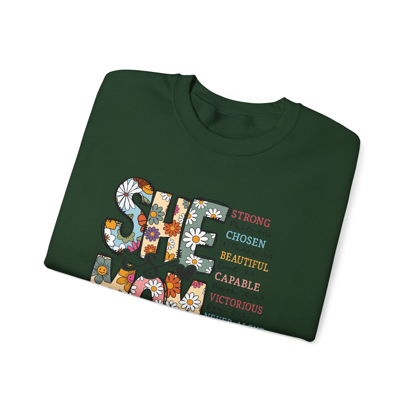 Stay Strong Mom Floral Crewneck Sweatshirt — Inspirational Mother’s Day Gift