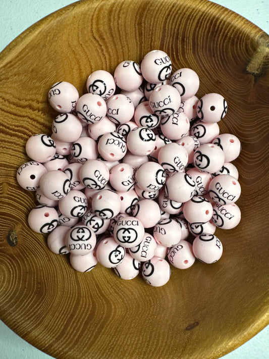 #269 Pattern Silicone Bead 15MM -GG LIGHT PINK