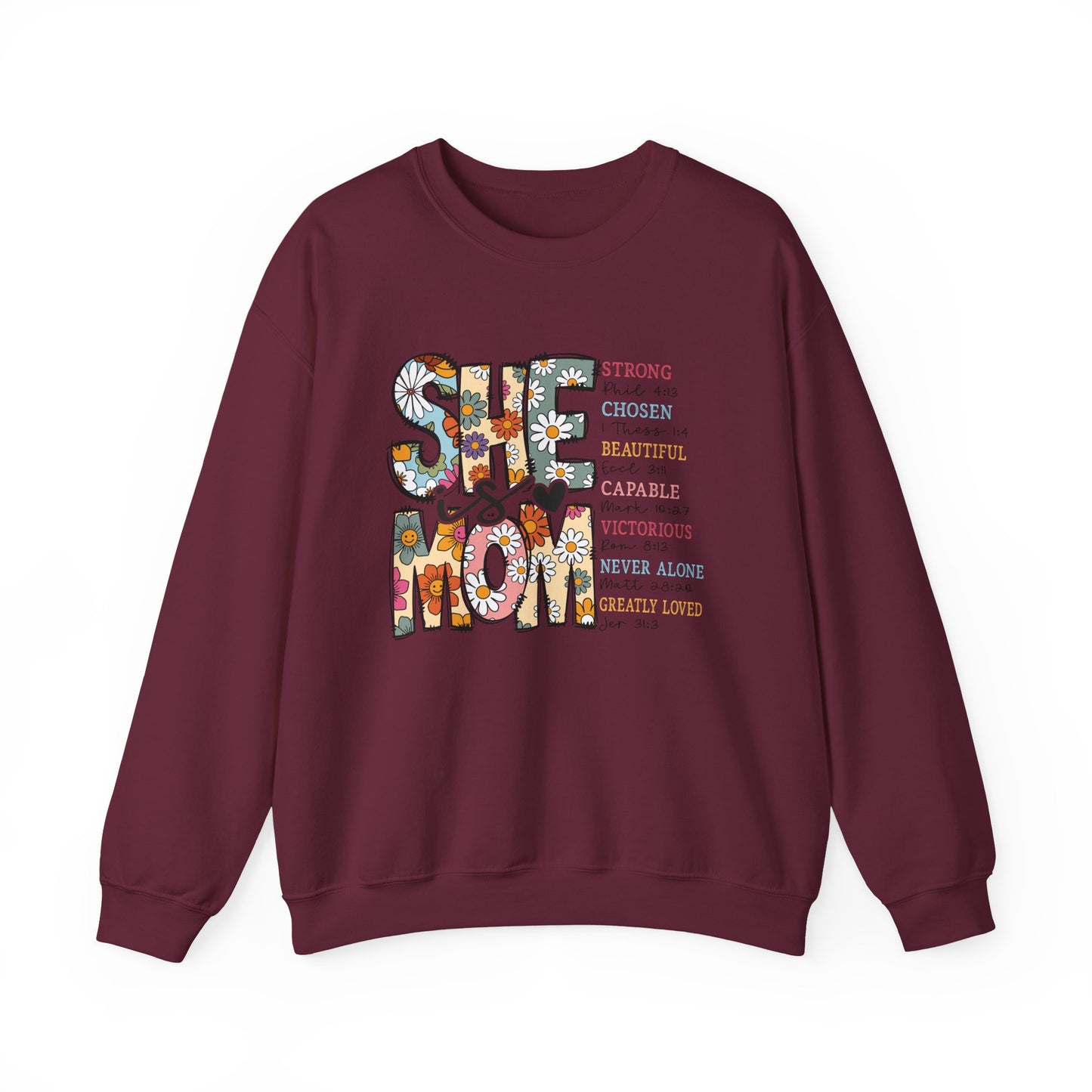 Stay Strong Mom Floral Crewneck Sweatshirt — Inspirational Mother’s Day Gift