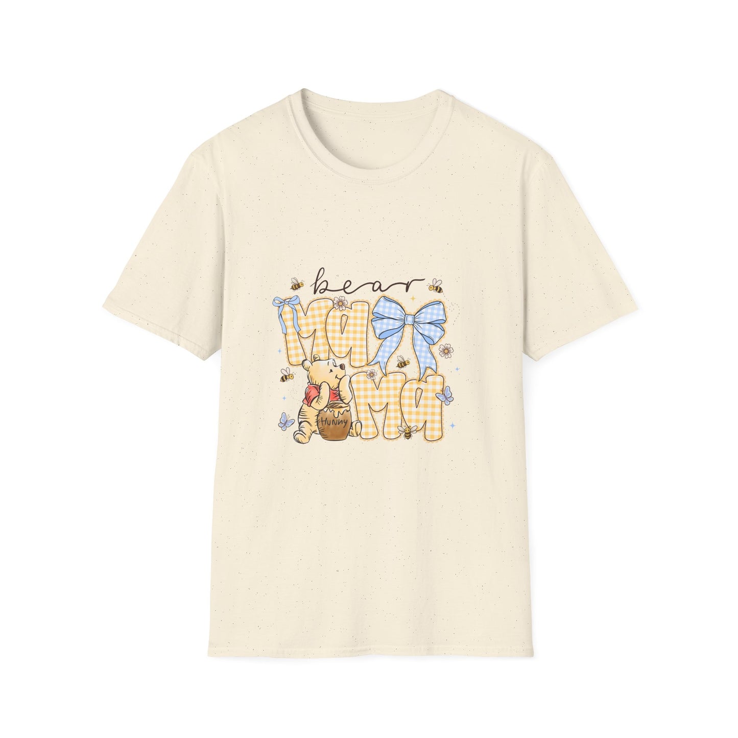 Mama Bear T-Shirt — Cute Gingham Bear Graphic with Blue Bow (Mother’s Day Gift)