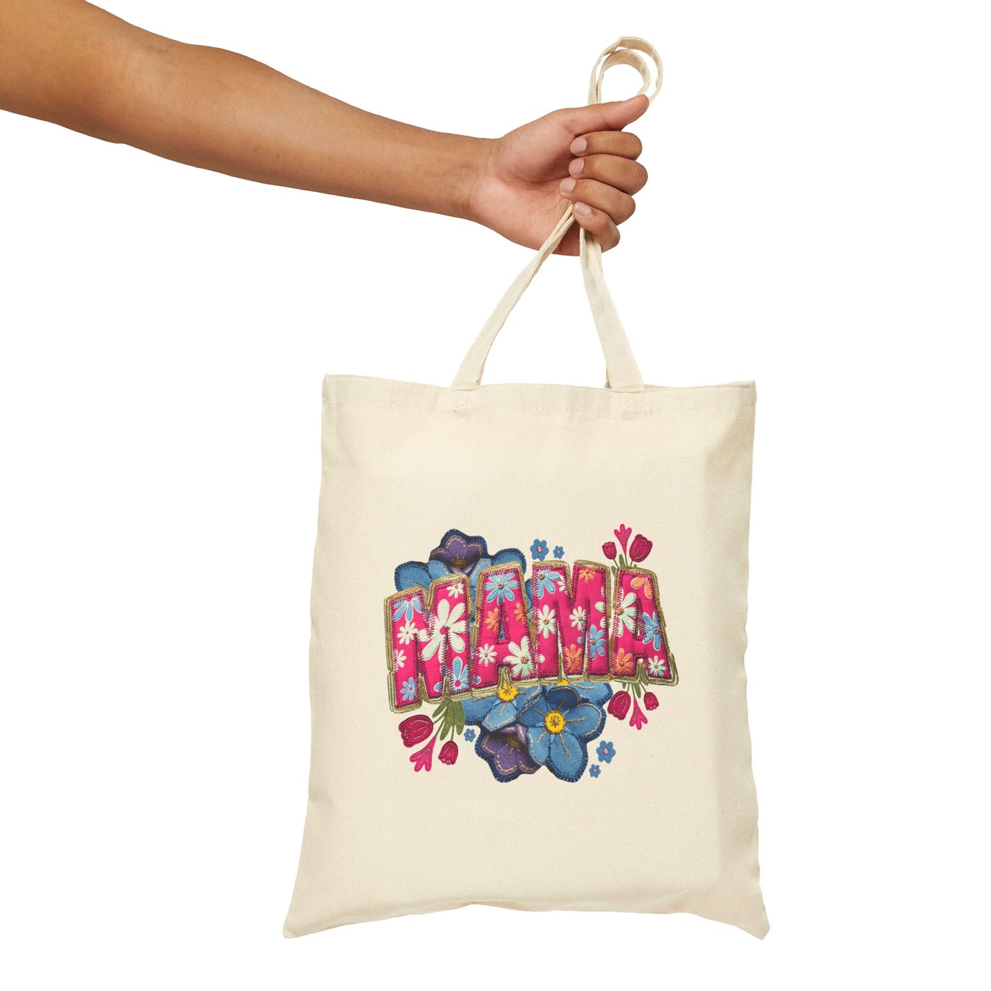 Tote Bag — Floral 'Mama' Canvas Grocery & Gift Tote