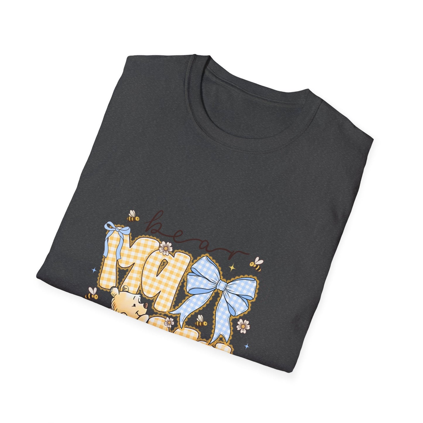 Mama Bear T-Shirt — Cute Gingham Bear Graphic with Blue Bow (Mother’s Day Gift)