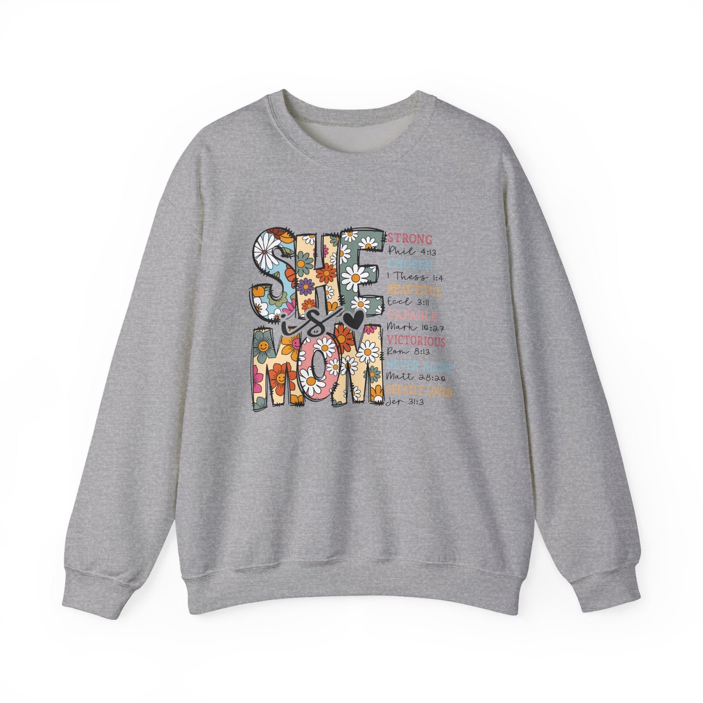 Stay Strong Mom Floral Crewneck Sweatshirt — Inspirational Mother’s Day Gift