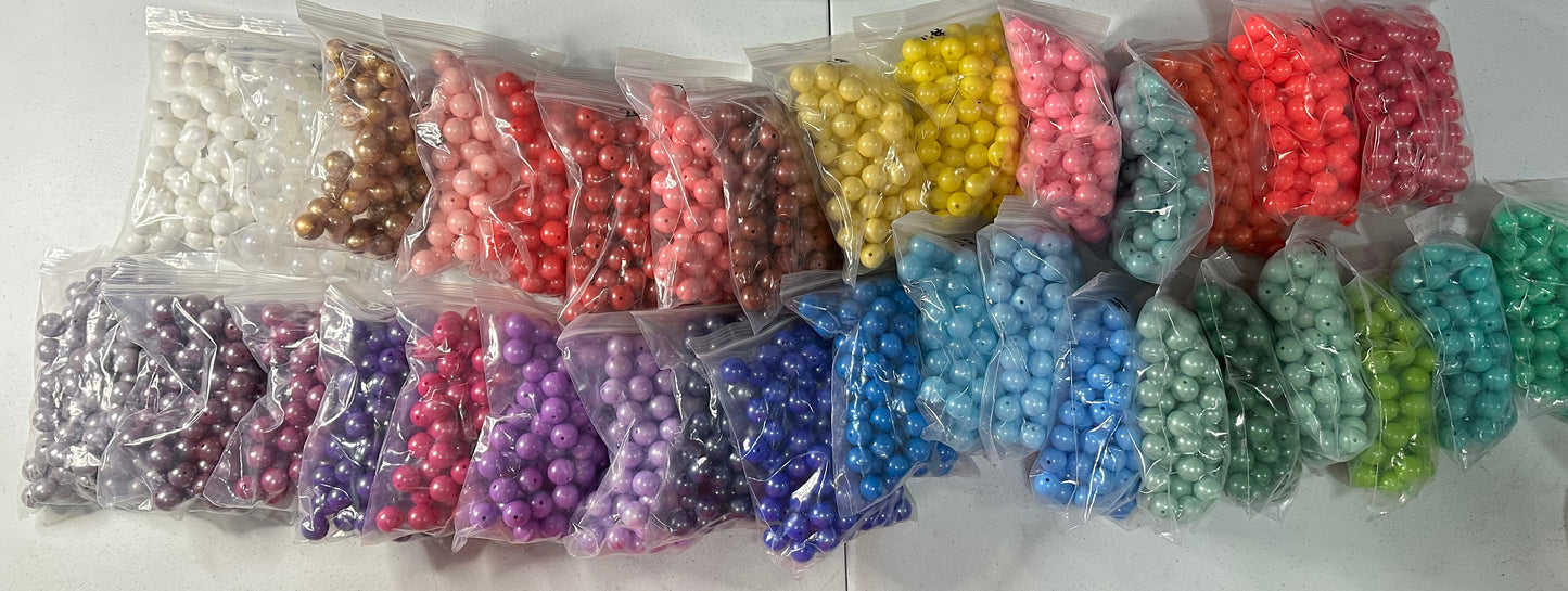 #133 Pearl Silicone Bead 15MM - MANY COLORS