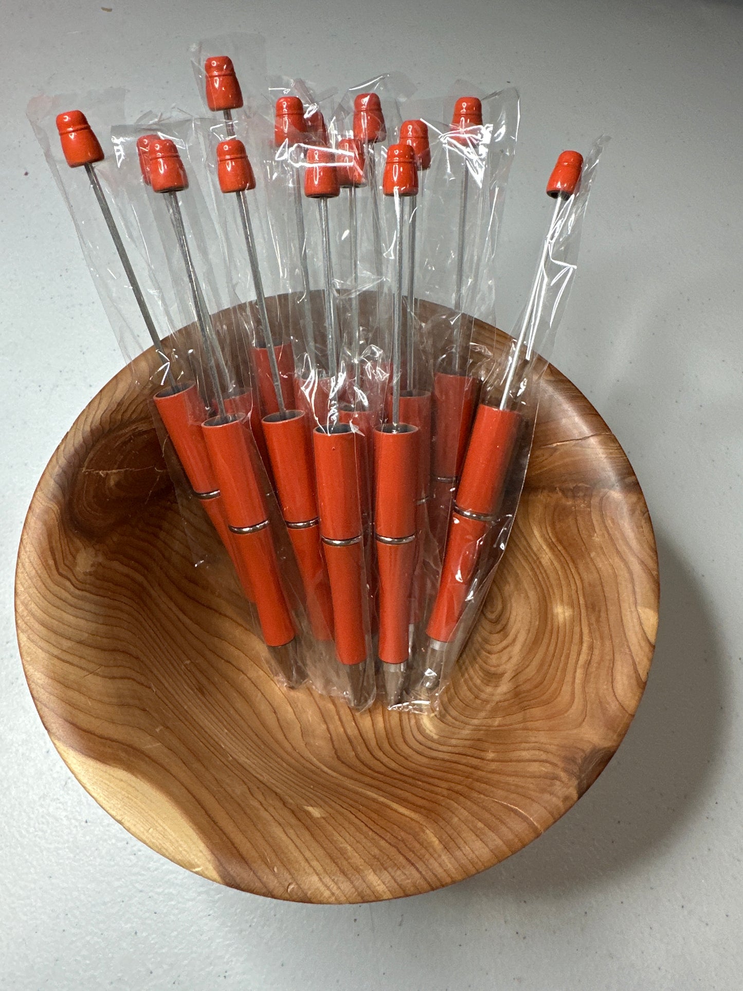 #46 Beadable Pen Base Orange Red Glitter