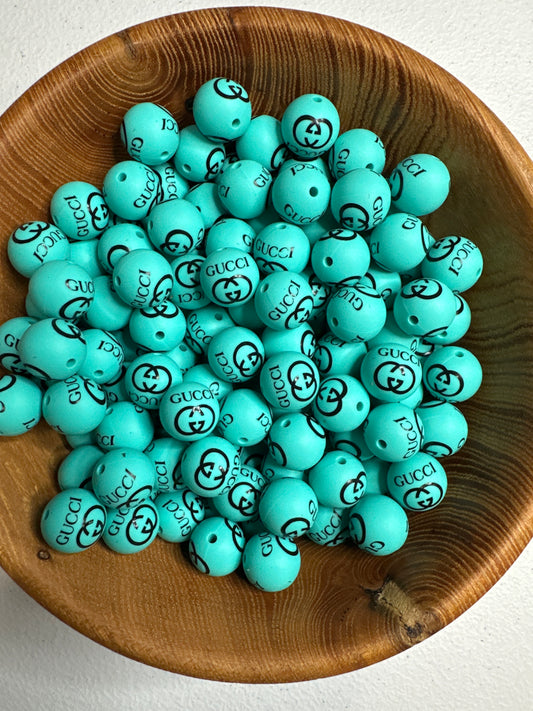 #267 Pattern Silicone Bead 15MM -GG TEAL
