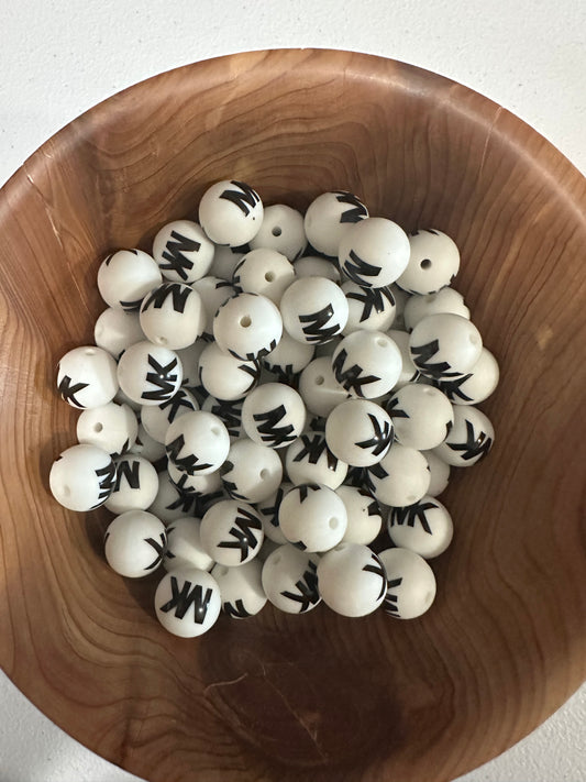 #276 PATTERN SILICONE BEADS 15MM - MK WHITE