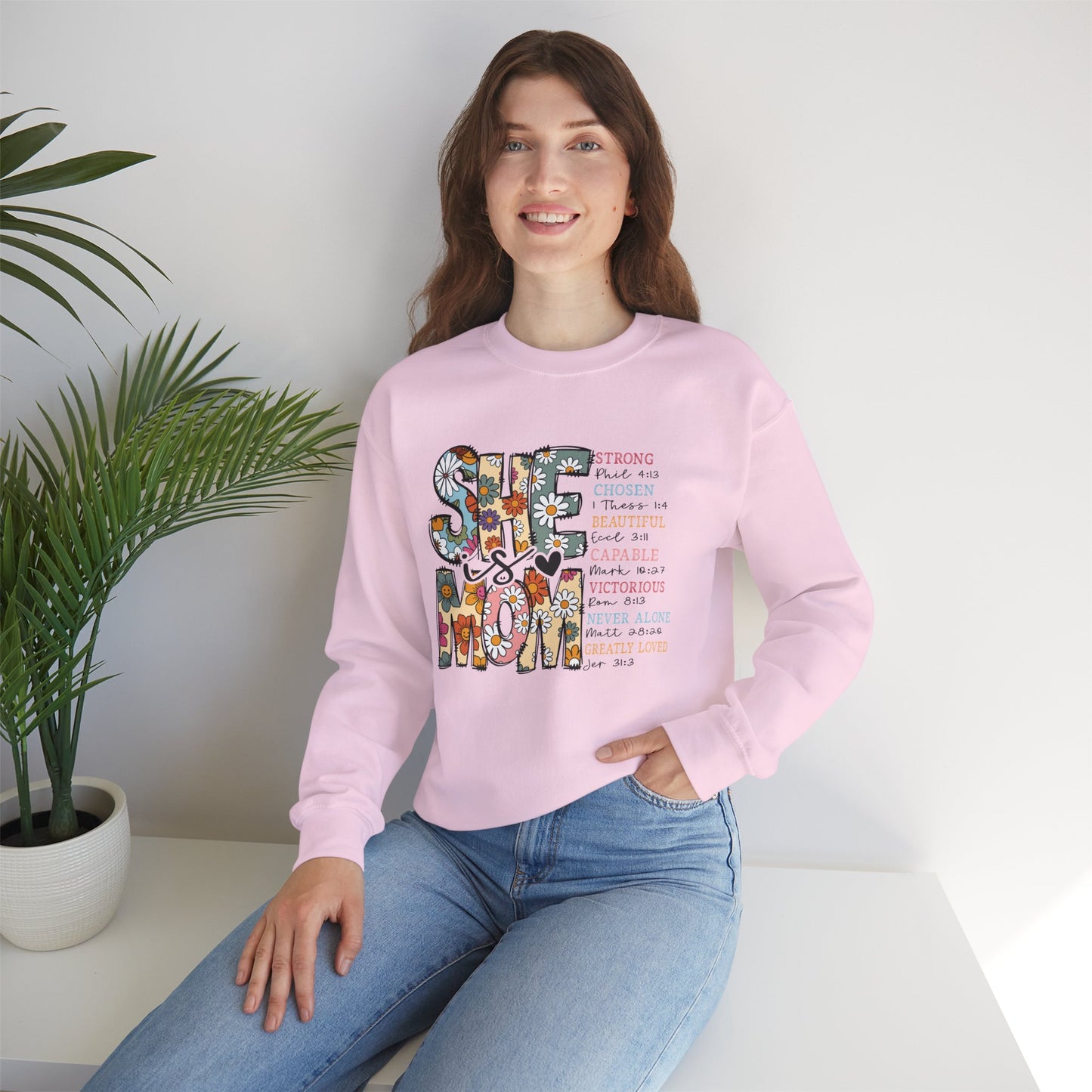 Stay Strong Mom Floral Crewneck Sweatshirt — Inspirational Mother’s Day Gift