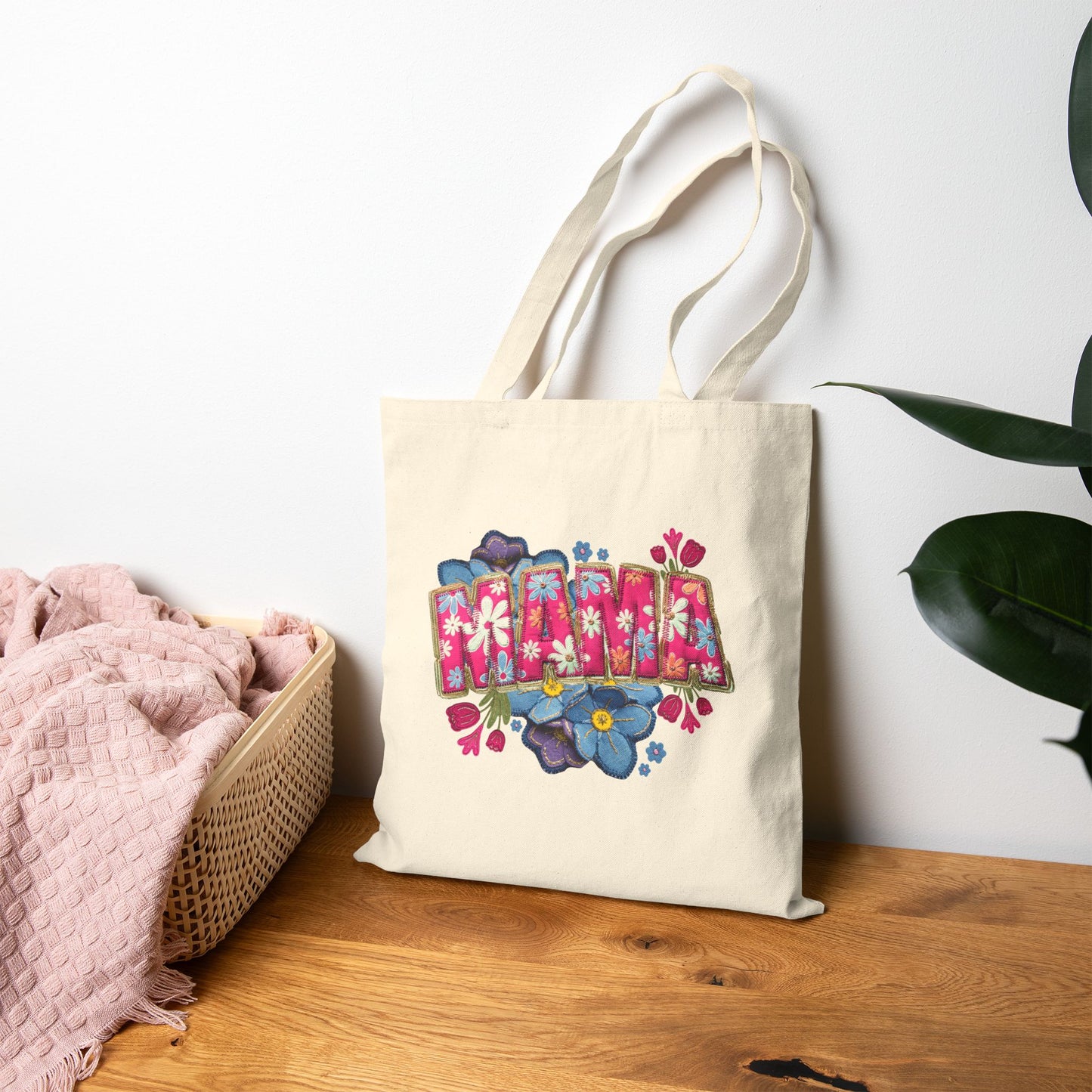 Tote Bag — Floral 'Mama' Canvas Grocery & Gift Tote