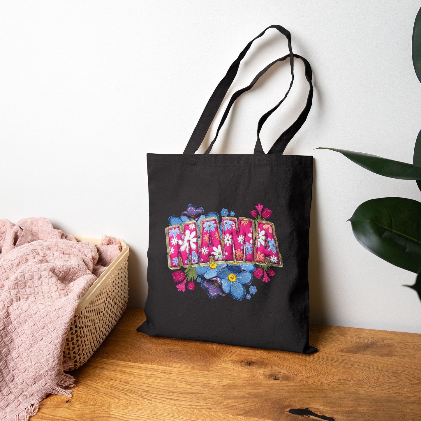Tote Bag — Floral 'Mama' Canvas Grocery & Gift Tote