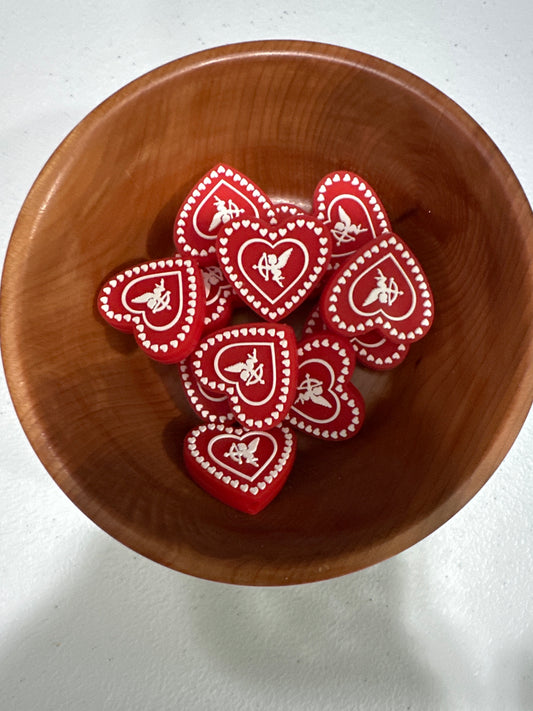 #249 Silicone Focal Beads - CUPID HEART RED
