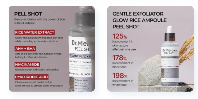 Dr.Melaxin Peel Shot Exfoliating Black Rice Ampoule – Blackheads & Pore Care (80ml)