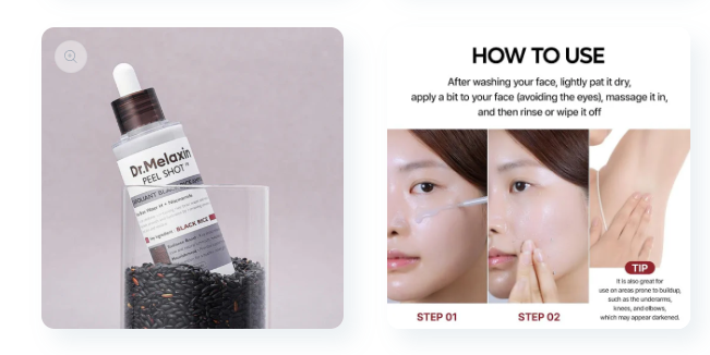 Dr.Melaxin Peel Shot Exfoliating Black Rice Ampoule – Blackheads & Pore Care (80ml)