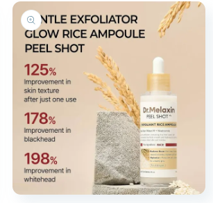 Dr.Melaxin Peel Shot Exfoliating White Rice Ampoule – Whiteheads & Skin Texture (80ml)