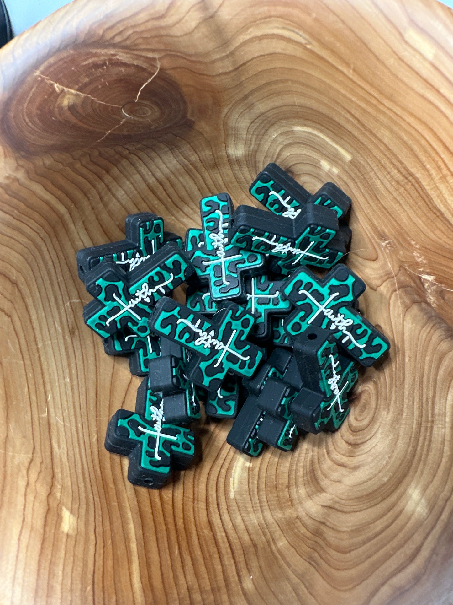 #151 Silicone Focal Beads - FAITH CROSS