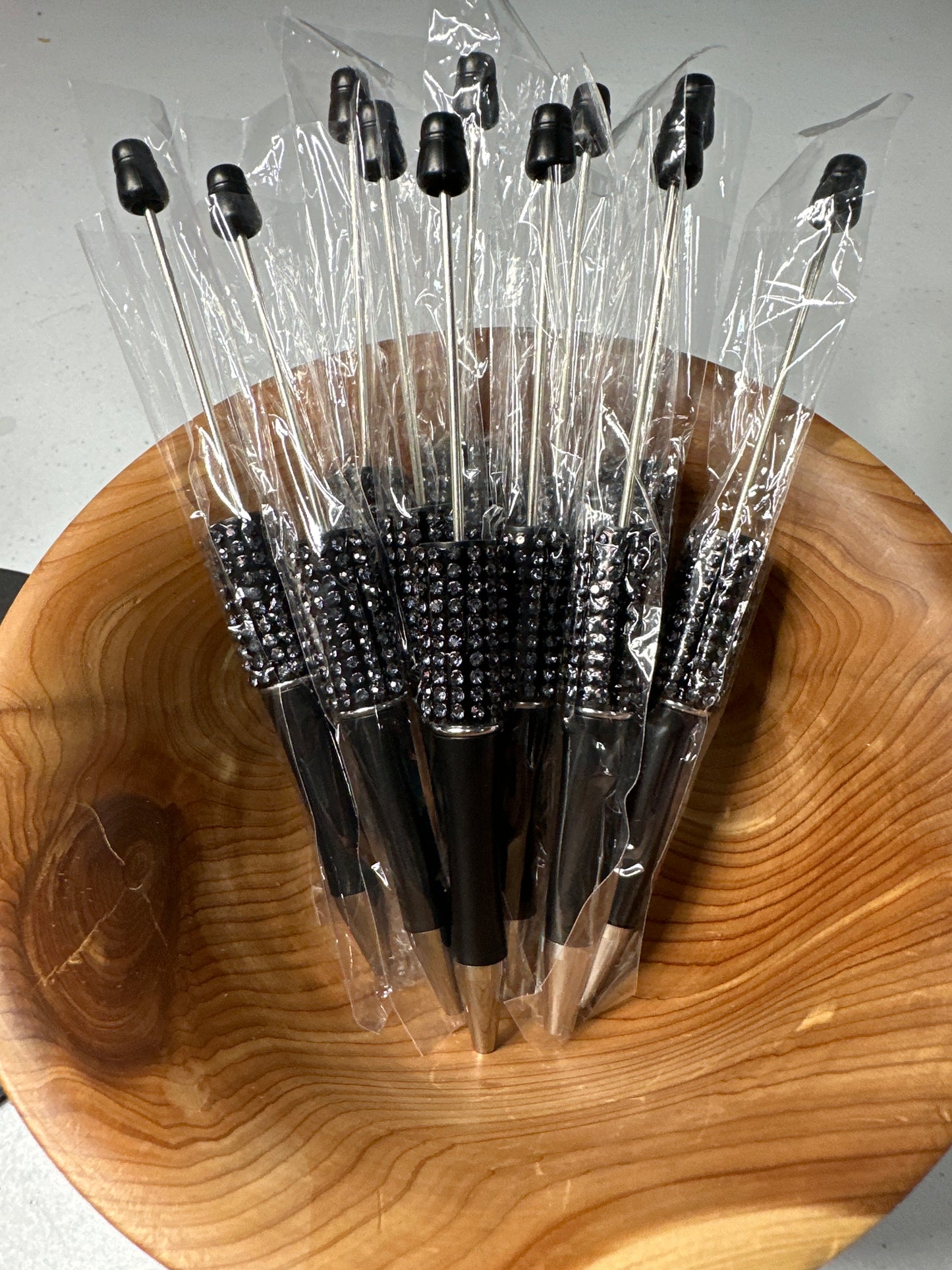 #63 Beadable Pens Black Rhinestones