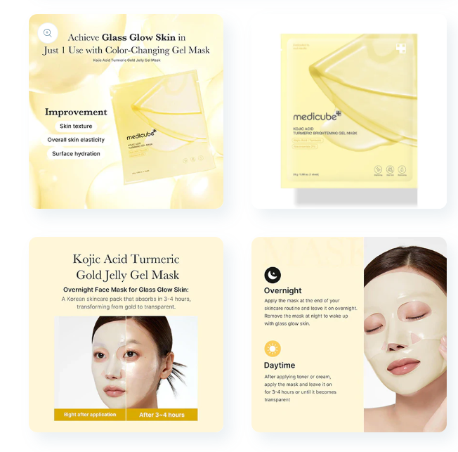 Medicube Kojic Acid Turmeric Brightening Gel Mask 1 Box (4 masks)