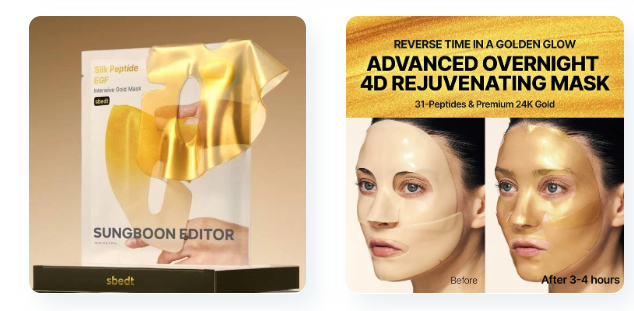 Sungboon Editor Silk Peptide EGF Gold Mask 1box -4ea