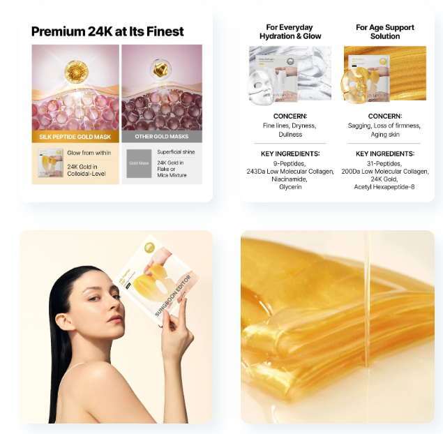 Sungboon Editor Silk Peptide EGF Gold Mask 1box -4ea